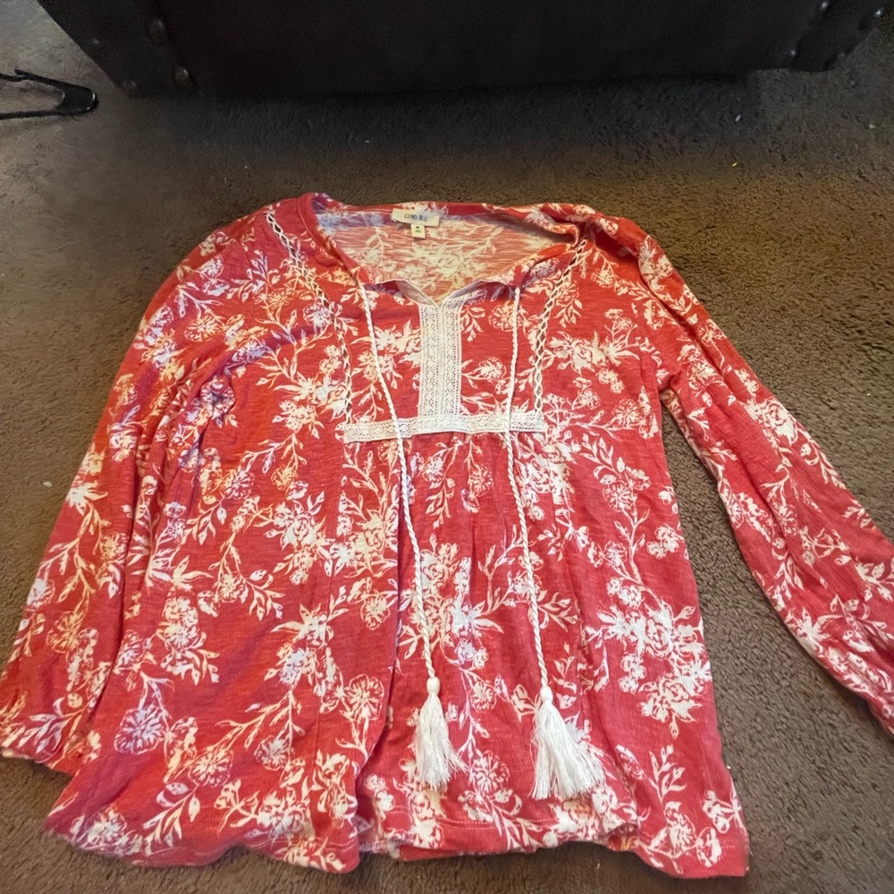 Floral Red Women's Top